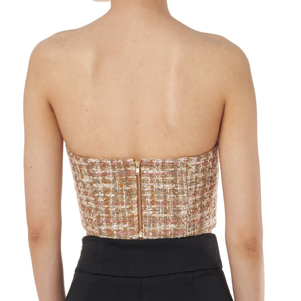 AMUR Tweed Twisted Bow Audrey Bustier Corset Top - Picture 2 of 8